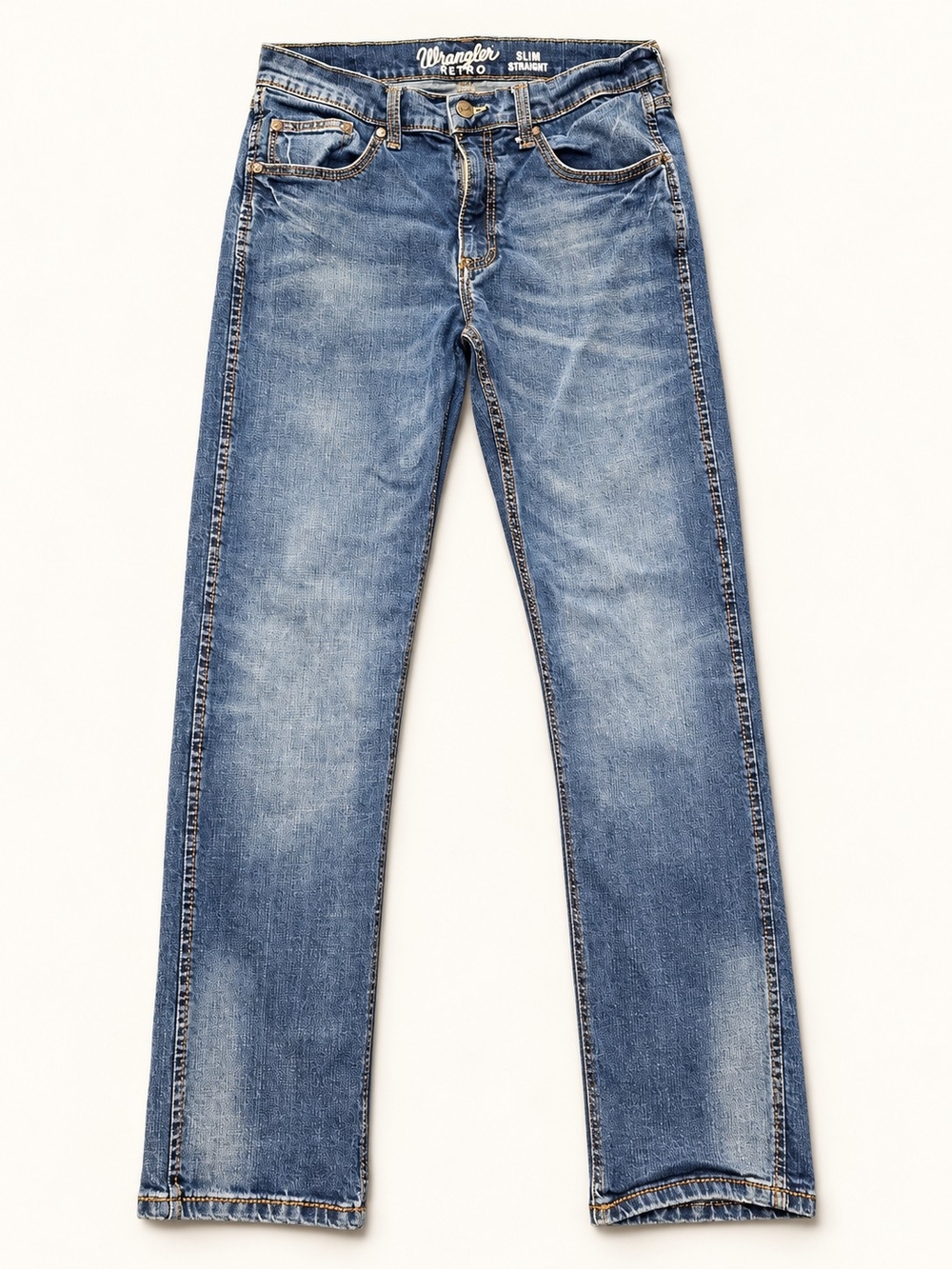 Wrangler Retro Men’s Slim Straight Jeans 32x30 Medium Wash Blue Denim